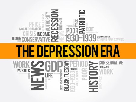 Ilustración de La era de la depresión palabra nube collage, fondo concepto de educación - Imagen libre de derechos