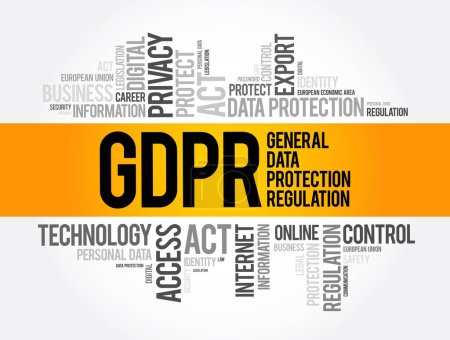 Illustration for GDPR - General Data Protection Regulation word cloud collage, technology concept background - Royalty Free Image