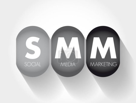 Ilustración de SMM Social Media Marketing - use of social media platforms and websites to promote a product or service, acronym text concept for presentations and reports - Imagen libre de derechos