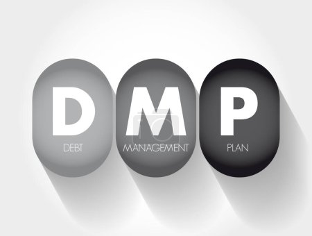 Illustration for DMP Debt Management Plan - helps you to manage your debts and pay them off at a more affordable rate by making reduced monthly payments, acronym text concept for presentations and reports - Royalty Free Image