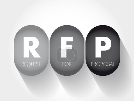 Illustration for RFP Request For Proposal - document that solicits proposal and made through a bidding process, acronym text concept background - Royalty Free Image