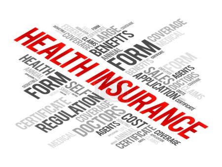 Illustration for Health Insurance word cloud collage, healthcare concept background - Royalty Free Image