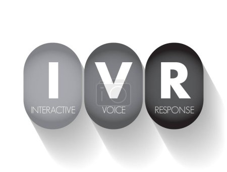 Ilustración de IVR Interactive Voice Response - tecnología que permite a los seres humanos interactuar con un sistema telefónico operado por computadora mediante el uso de voz, concepto de texto acrónimo - Imagen libre de derechos