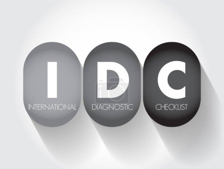 Téléchargez les illustrations : IDC - Liste de contrôle diagnostique internationale acronyme, contexte du concept d'entreprise - en licence libre de droit