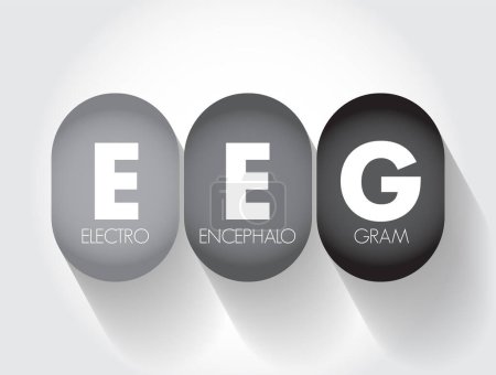Téléchargez les illustrations : EEG Electroencephalogram - test qui enregistre les signaux électriques du cerveau à l'aide de petits disques métalliques, l'acronyme de fond du concept de texte - en licence libre de droit