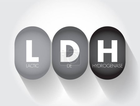 Ilustración de LDH deshidrogenasa láctica enzima que se encuentra en casi todos los tejidos del cuerpo, fondo de concepto de texto acrónimo - Imagen libre de derechos