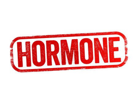 Téléchargez les illustrations : Hormone - messagers chimiques de votre corps, fond de concept de tampon texte - en licence libre de droit
