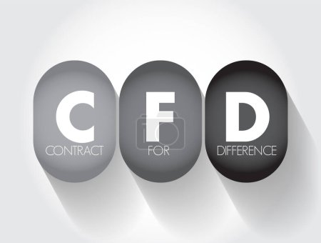 Téléchargez les illustrations : CFD Contract For Difference - contrat financier qui paie les différences dans le prix de règlement, concept de texte d'acronyme contexte - en licence libre de droit