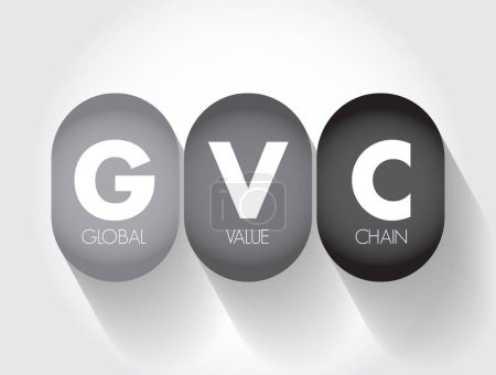 Téléchargez les illustrations : GVC Global Value Chain - gamme complète d'activités menées par les acteurs économiques pour mettre un produit sur le marché. - en licence libre de droit
