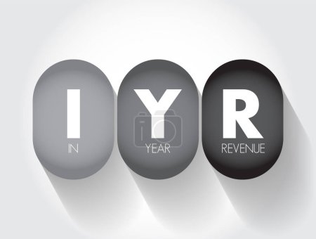 Téléchargez les illustrations : IYR In Year Revenue - montant total d'argent qu'une entreprise gagne au cours d'une période donnée de 12 mois, texte de l'acronyme contexte du concept - en licence libre de droit