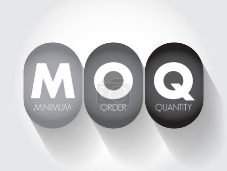 Téléchargez les illustrations : Quantité de commande minimum MOQ - le plus petit nombre d'unités devant être achetées en même temps, l'acronyme texte concept arrière-plan - en licence libre de droit