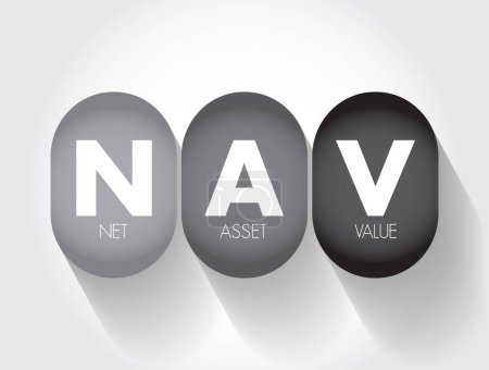 Illustration for NAV Net Asset Value - company's total assets minus its total liabilities, acronym text concept background - Royalty Free Image