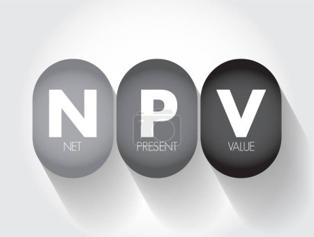 Illustration for NPV Net Present Value - the cash flows at the required rate of return of your project compared to your initial investment, acronym text concept background - Royalty Free Image