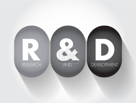 Illustration for R and D - Research and Development is activities that companies undertake to innovate and introduce new products and services, acronym text concept background - Royalty Free Image
