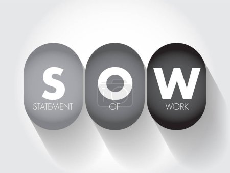 Illustration for SOW Statement Of Work - document routinely employed in the field of project management, acronym text concept background - Royalty Free Image