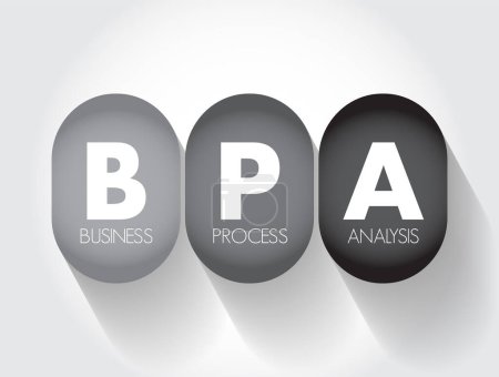 Téléchargez les illustrations : BPA Business Process Analysis - méthodologie pour comprendre la santé des différentes opérations au sein d'une entreprise afin d'améliorer l'efficacité des processus, l'acronyme texte concept contexte - en licence libre de droit