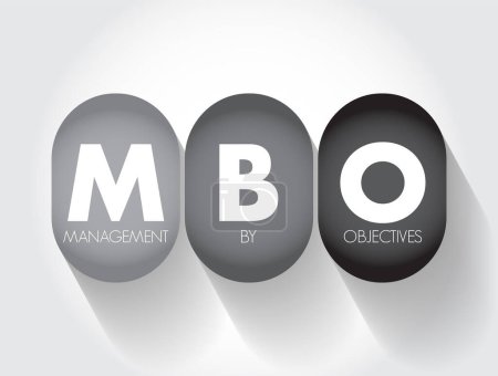 Téléchargez les illustrations : MBO Management By Objectives - strategic approach to enhance the performance of an organization, acronym text concept background - en licence libre de droit