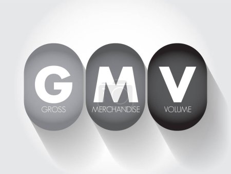 Ilustración de Volumen bruto de mercancías de GMV: cantidad total de ventas que una empresa realiza durante un período de tiempo específico, fondo de concepto de texto acrónimo - Imagen libre de derechos