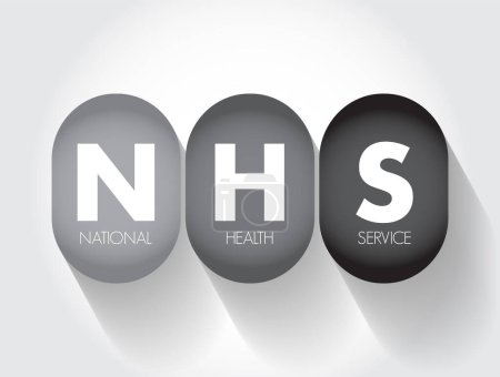 Illustration for NHS National Health Service - comprehensive public-health service under government administration, acronym text concept background - Royalty Free Image
