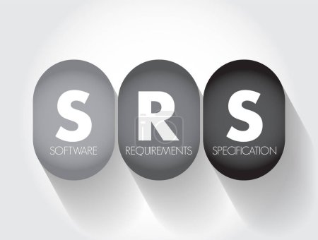 Téléchargez les illustrations : SRS - Spécification des exigences logicielles est une description d'un système logiciel à développer, fond de concept de texte d'acronyme - en licence libre de droit