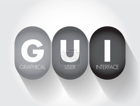 Illustration for GUI - Graphical User Interface is an interface through which a user interacts with electronic devices, acronym technology concept background - Royalty Free Image