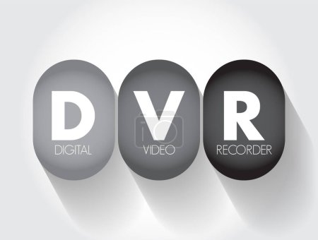 Illustration for DVR - Digital Video Recorder is an electronic device that records video in a digital format to a disk drive, acronym technology concept background - Royalty Free Image