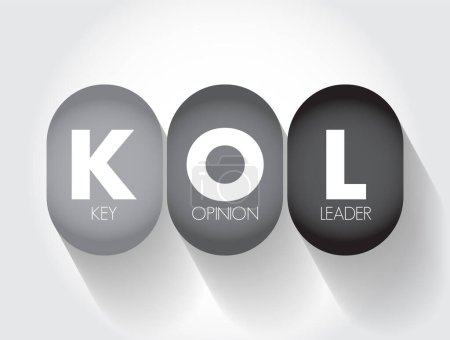 Illustration for KOL - Key Opinion Leader is a trusted, well-respected influencer with proven experience and expertise in a particular field, acronym concept background - Royalty Free Image