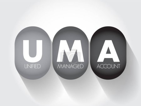 Téléchargez les illustrations : UMA - Unified Managed Account are managed investment accounts that have developed out of separate accounts, acronym business concept background - en licence libre de droit