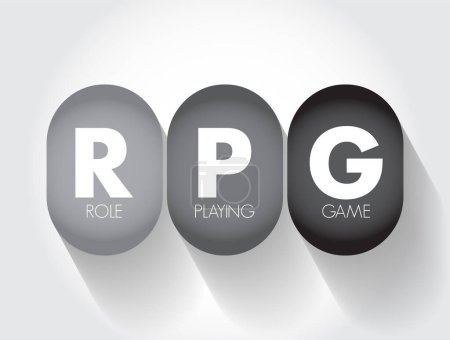 Illustration for RPG - Role-Playing Game is a game in which players assume the roles of characters in a fictional setting, acronym text concept background - Royalty Free Image