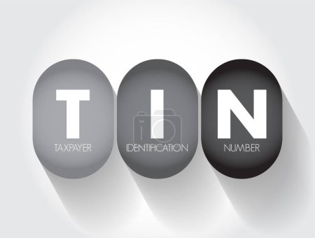 Ilustración de TIN - Número de Identificación del Contribuyente es un número de identificación utilizado por el Servicio de Rentas Internas en la administración de leyes tributarias, acrónimo de fondo conceptual - Imagen libre de derechos