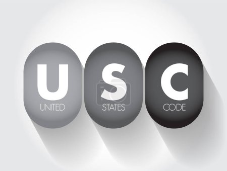 Ilustración de USC - Código de los Estados Unidos es la codificación por materias de las leyes generales y permanentes de los Estados Unidos, acrónimo de fondo concepto de texto - Imagen libre de derechos