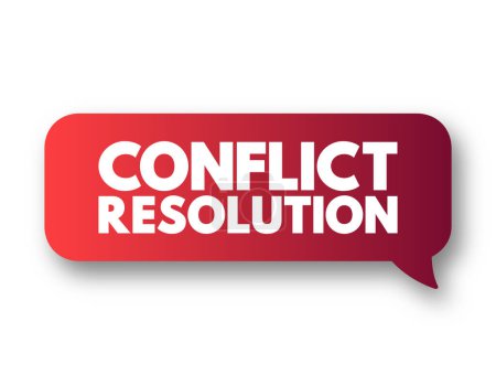 Ilustración de Resolución de conflictos: manera de que dos o más partes encuentren una solución pacífica a un desacuerdo entre ellas, burbuja de mensajes de texto - Imagen libre de derechos