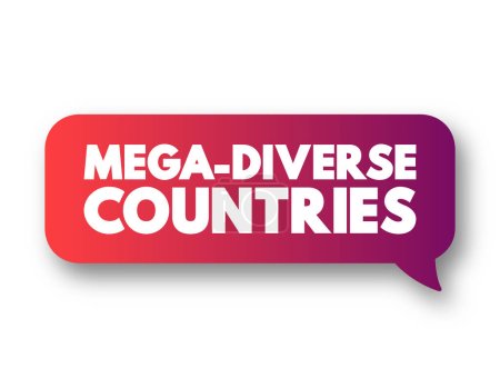 Illustration for Mega-diverse countries - those that house the largest indices of biodiversity, including a large number of endemic species, text concept message bubble - Royalty Free Image