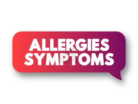 Téléchargez les illustrations : Allergies Symptômes message texte bulle pour les présentations et les rapports - en licence libre de droit