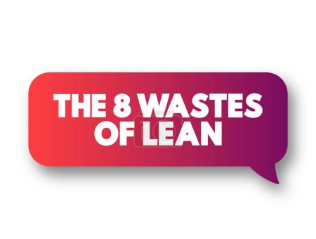 Illustration for The 8 Wastes of Lean text concept message bubble for presentations and reports - Royalty Free Image