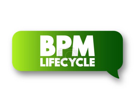 Téléchargez les illustrations : Cycle de vie de BPM - standardise le processus de mise en œuvre et de gestion des processus opérationnels au sein d'une organisation, bulle de messages texte - en licence libre de droit