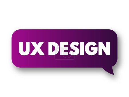 UX Design - process of creating evidence-based, interaction designs between human users and products or websites, text concept message bubble