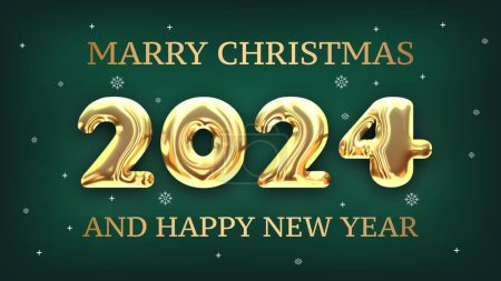 Illustration for Realistic 2024 golden numbers and festive confetti on black background. holiday illustration. Happy New 2024 Year. New year ornament. Decoration element with tinsel. - Royalty Free Image