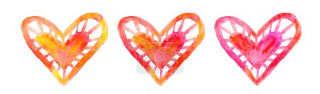 Photo for Watercolors multicolored hearts illustration isolated on white background - Royalty Free Image