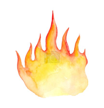 Téléchargez les photos : Watercolor flame illustration. aquarelle red and yellow fire on white background - en image libre de droit