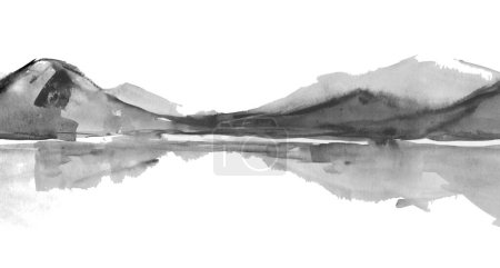 Foto de Montañas grabado patrón sin costuras, blanco y negro - Imagen libre de derechos