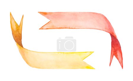 Set of watercolor isolated ribbons