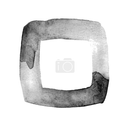 Téléchargez les photos : Aquarelle carré noir sur le fond blanc - en image libre de droit