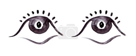 Photo for Image of two eyes with veins for Halloween. Black outline. Hand-drawn. Design of posters, postcards, invitations for holidays, decor. - Royalty Free Image
