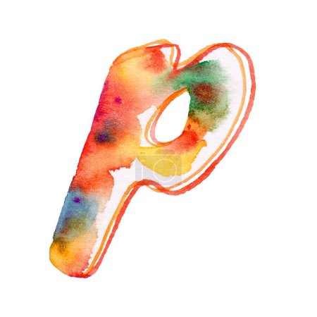 A small, vibrant rainbow watercolor letter "?" against a white background, showcasing lively colors and artistic charm, adding whimsy to any design