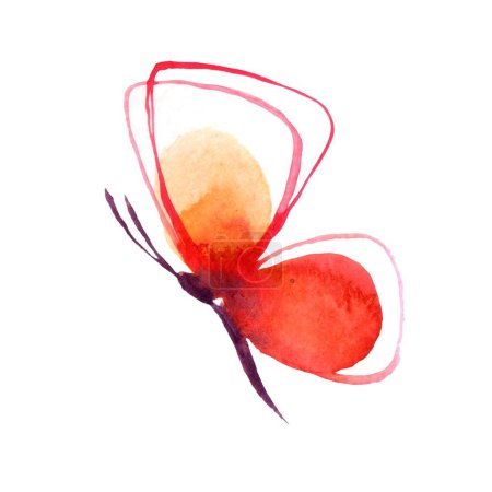 Una brillante ilustración en acuarela de una "elegante mariposa naranja" gracias a un fondo blanco, mostrando delicadas alas y tonos vibrantes, capturando la belleza y la gracia de este intrincado insecto
