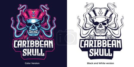 Ilustración de Caribbean skull mascot logo vector design - Imagen libre de derechos