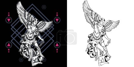 Téléchargez les illustrations : Illustration vectorielle de l'archange du ciel - en licence libre de droit