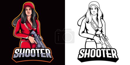 Illustration for Shooter girls mascot esport logo design - Royalty Free Image