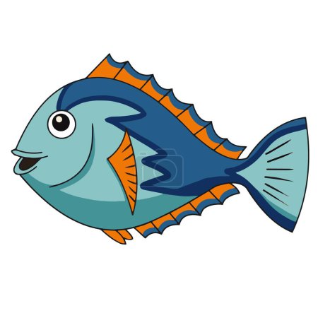 Illustration for Blue tang fish illustration on white background - Royalty Free Image